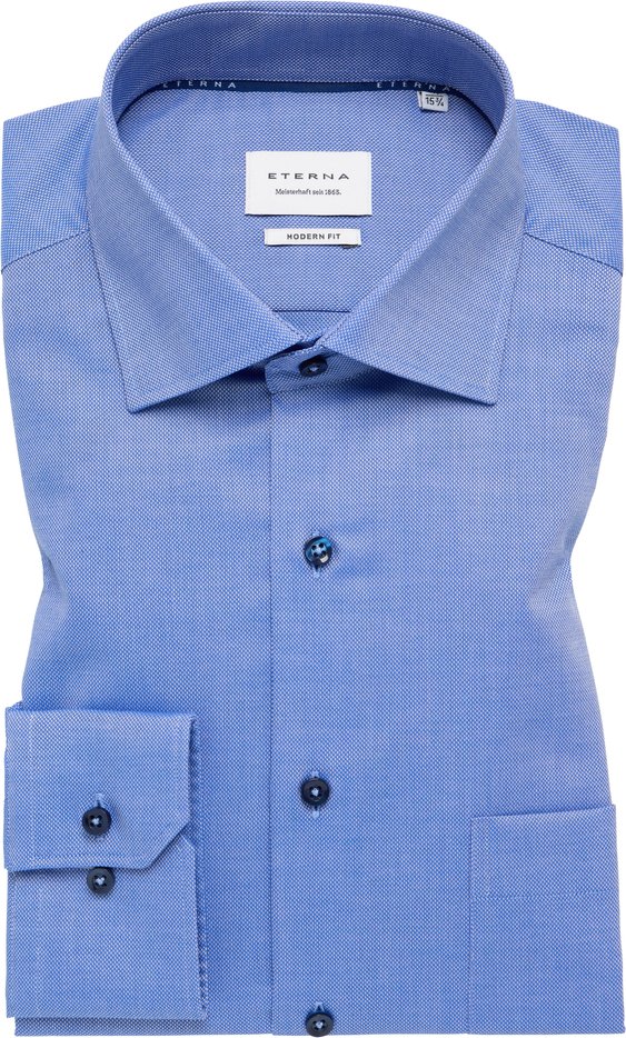 Thumbnail - MODERN FIT Hemd in blau strukturiert