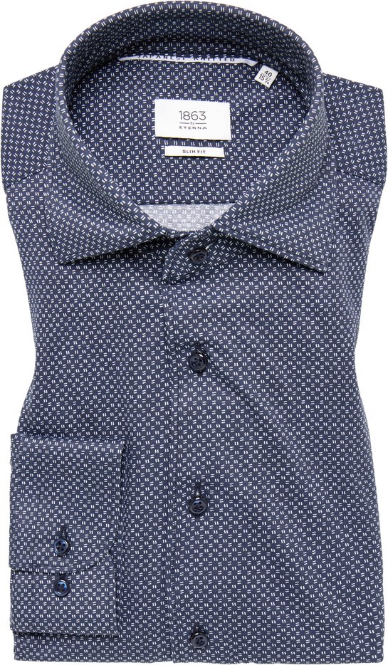 Thumbnail - SLIM FIT Japanese Knitted in dunkelblau bedruckt