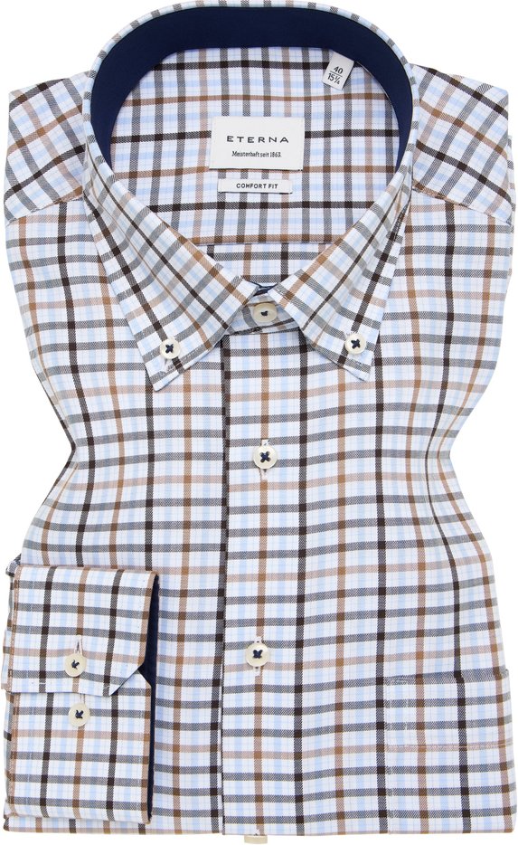 COMFORT FIT Hemd in hellblau kariert