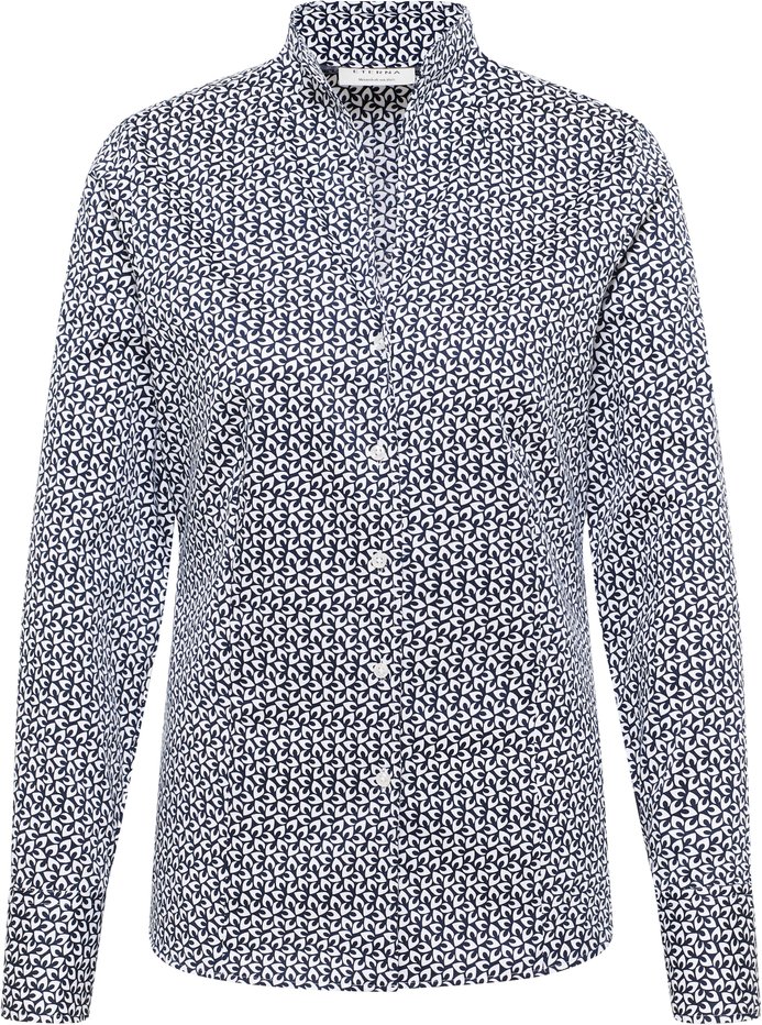 Hemdbluse in navy bedruckt