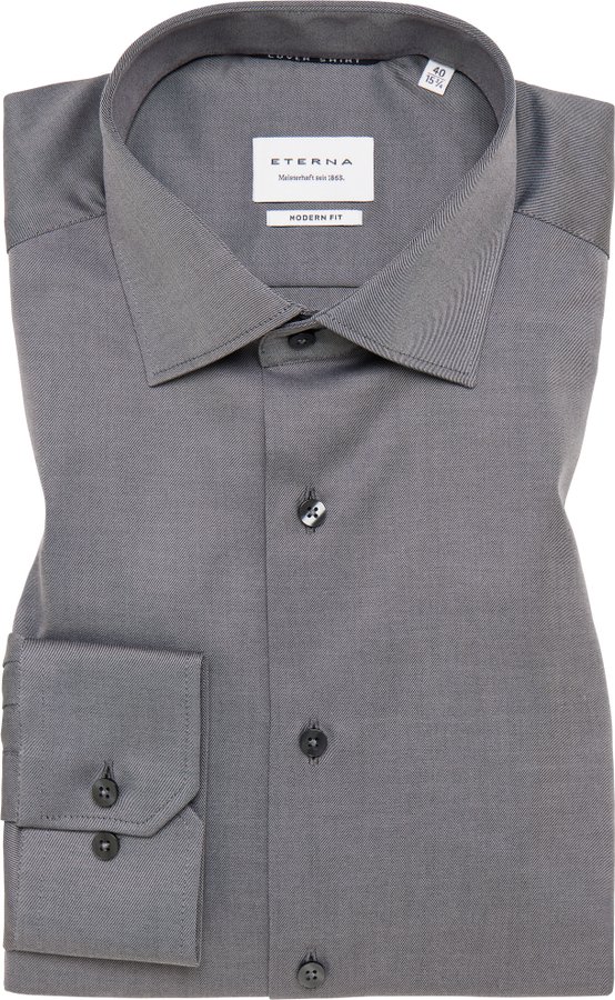 MODERN FIT Cover Shirt in stahlgrau unifarben