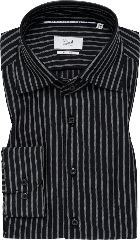 Thumbnail - SLIM FIT Japanese Knitted in anthrazit gestreift