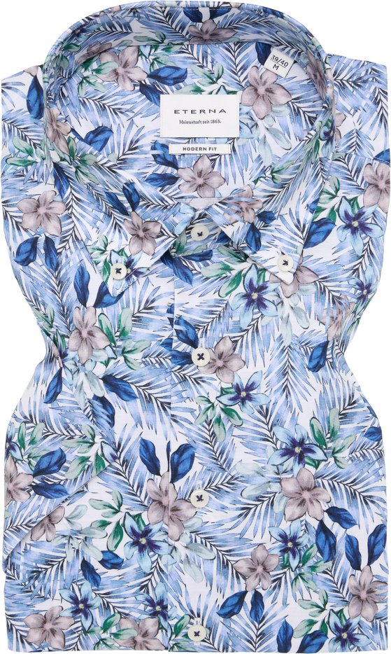 MODERN FIT Hemd in blau bedruckt