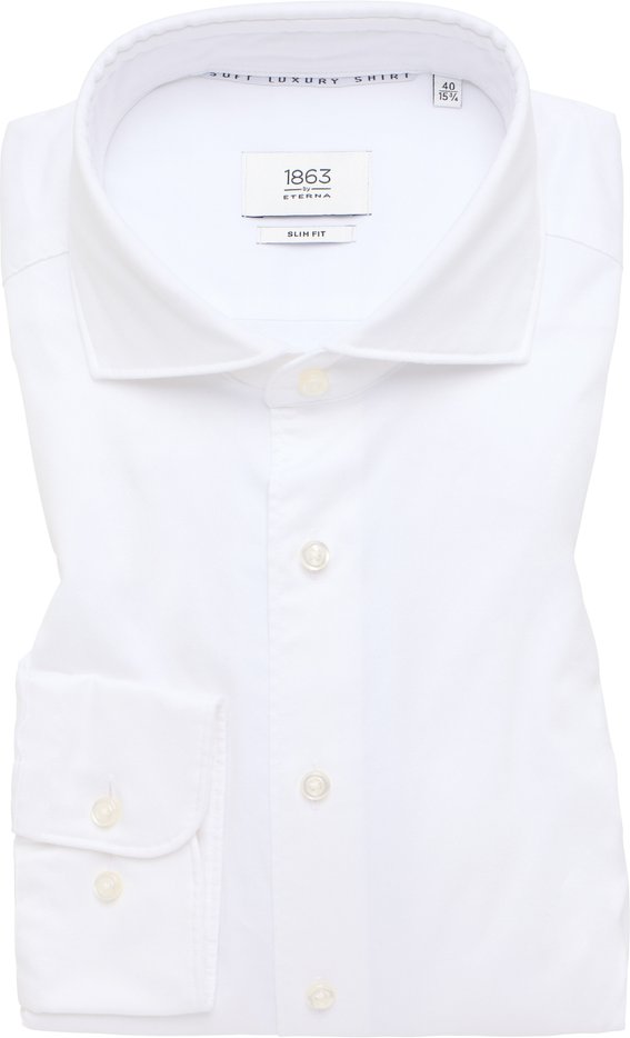 Thumbnail - SLIM FIT Soft Luxury Shirt in weiß unifarben