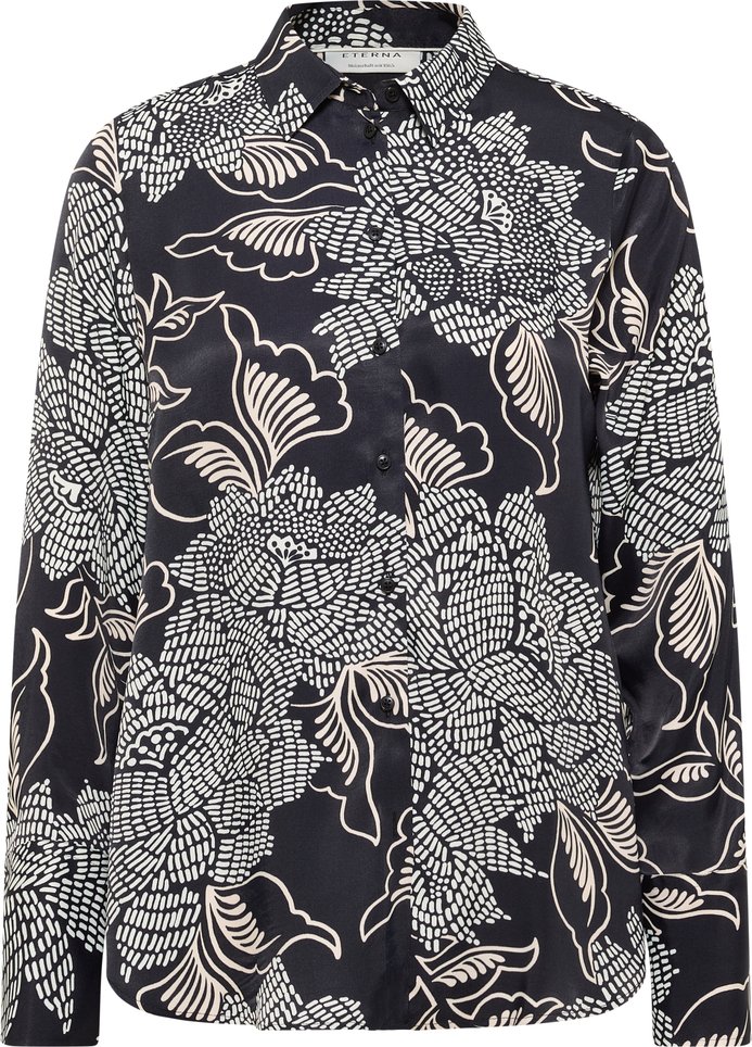 Hemdbluse in schwarz bedruckt
