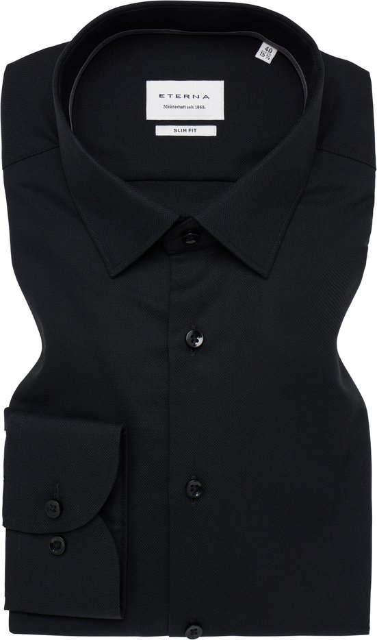 Thumbnail - SLIM FIT Hemd in schwarz strukturiert