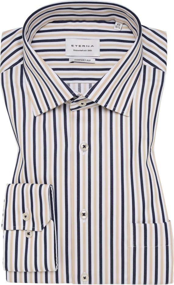 COMFORT FIT Hemd in beige gestreift