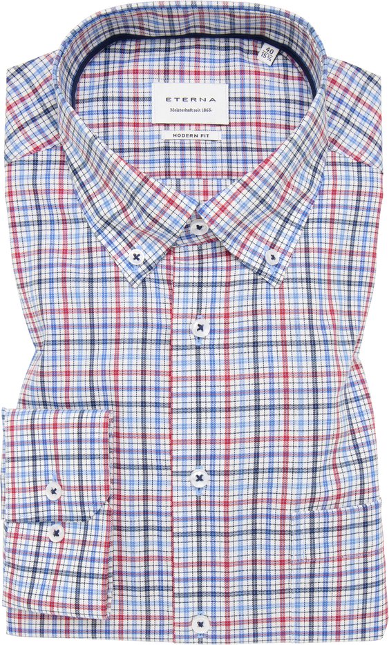 MODERN FIT Hemd in rot kariert