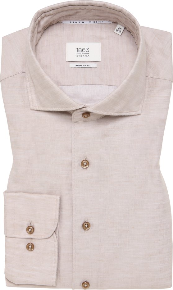 MODERN FIT Linen Shirt in nude unifarben