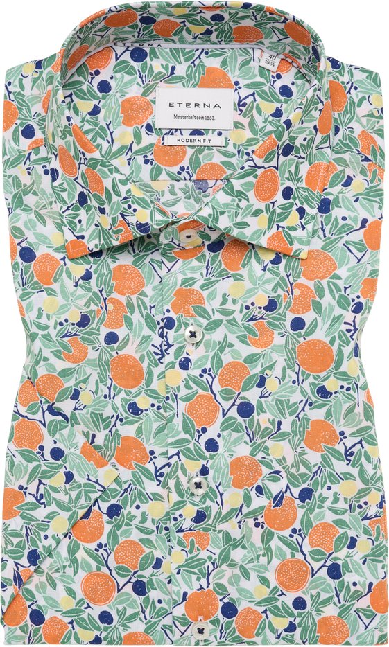 MODERN FIT Hemd in grün bedruckt
