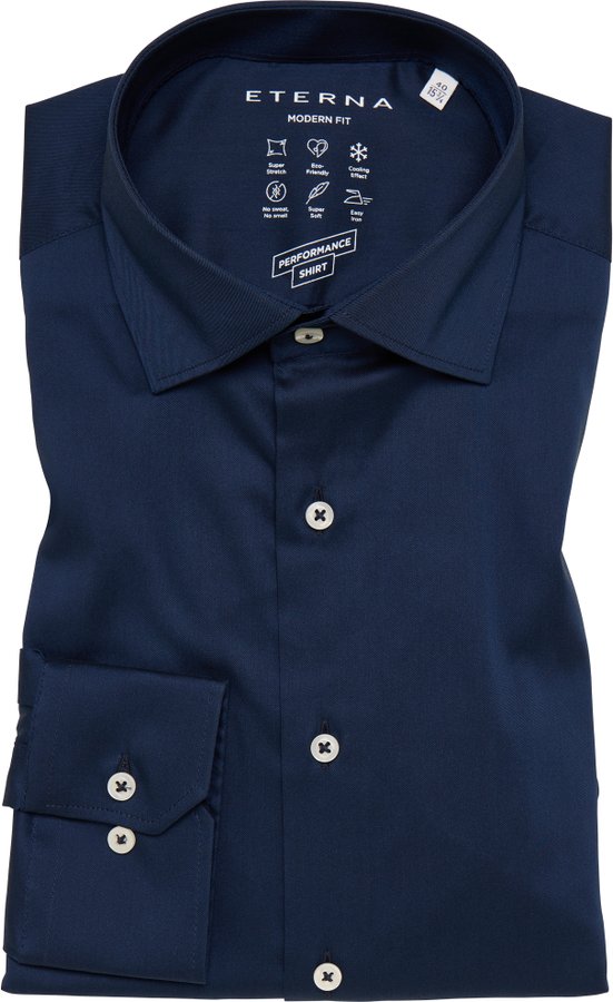 Thumbnail - MODERN FIT Performance Shirt in navy unifarben