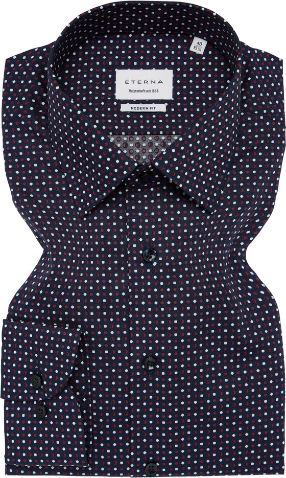 MODERN FIT Hemd in burgunder bedruckt