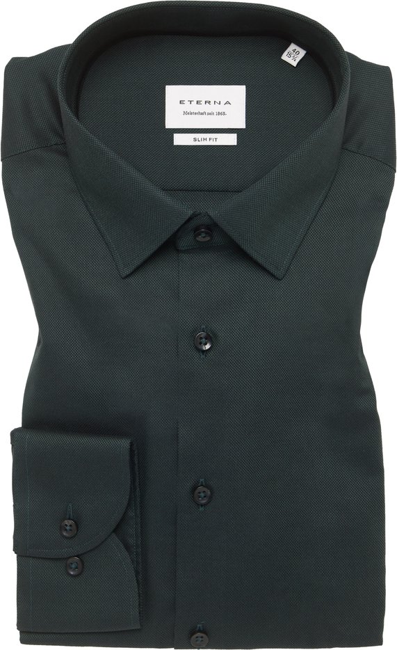 Thumbnail - SLIM FIT Hemd in dunkelgrün strukturiert