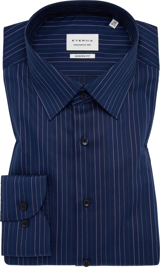 MODERN FIT Hemd in dunkelblau gestreift