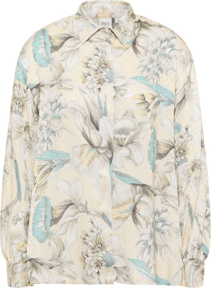Hemdbluse in creme bedruckt