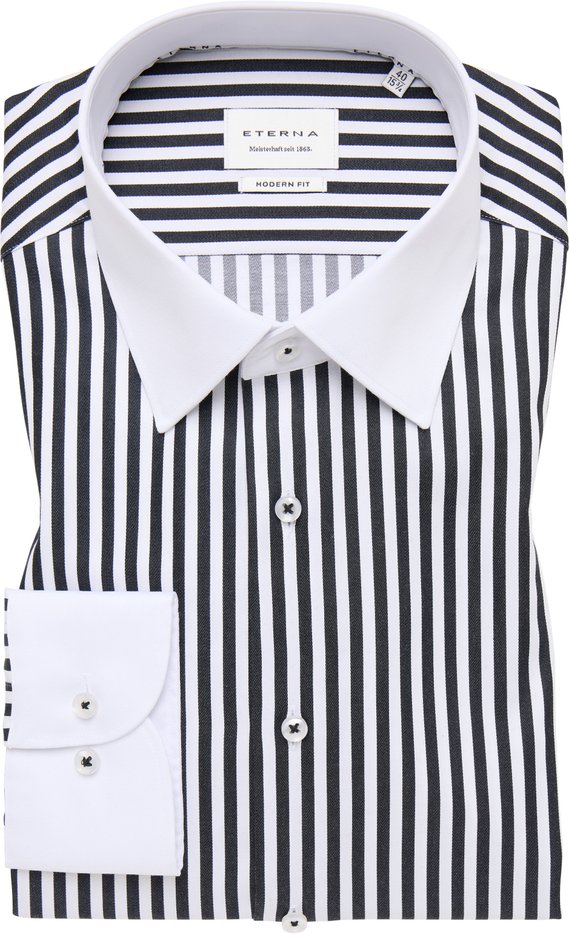 MODERN FIT Hemd in schwarz gestreift