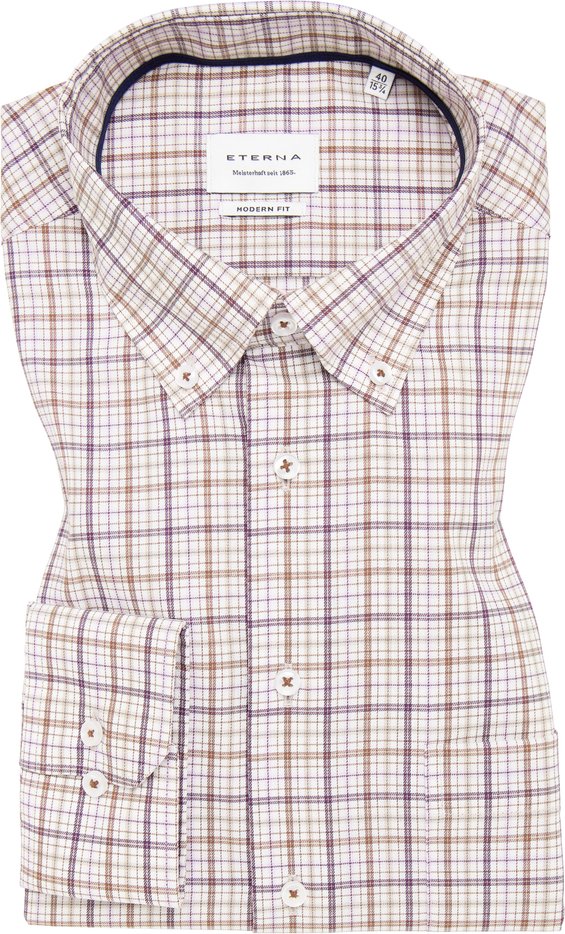MODERN FIT Hemd in braun kariert
