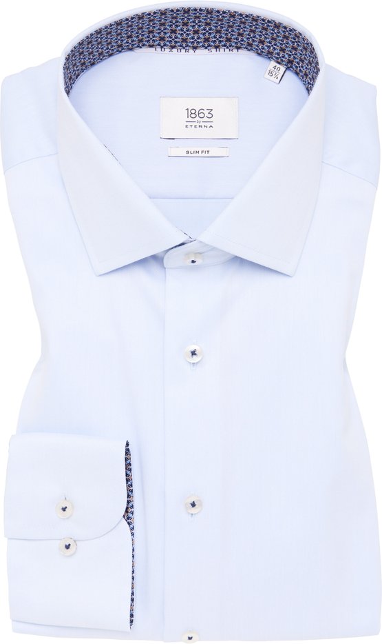 SLIM FIT Luxury Shirt in himmelblau unifarben