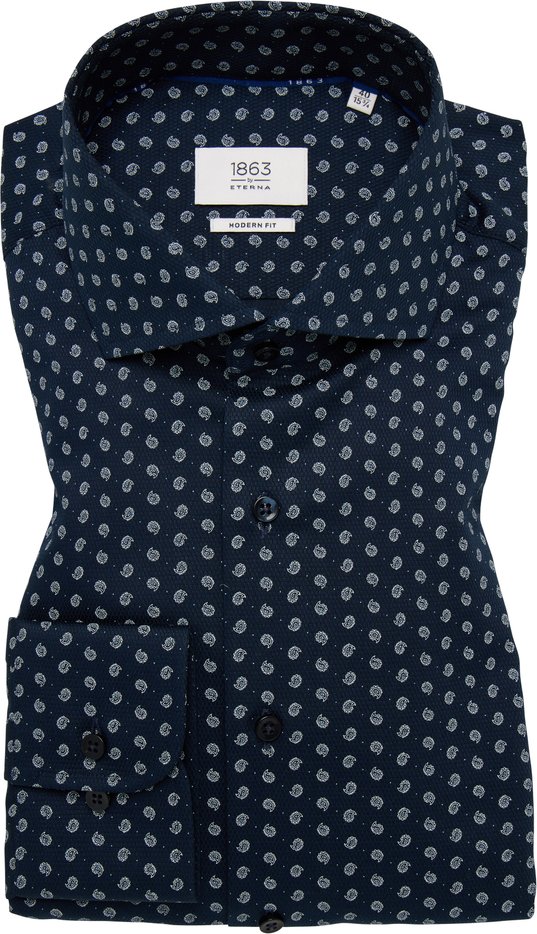MODERN FIT Hemd in navy bedruckt
