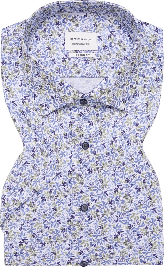 MODERN FIT Hemd in grün bedruckt