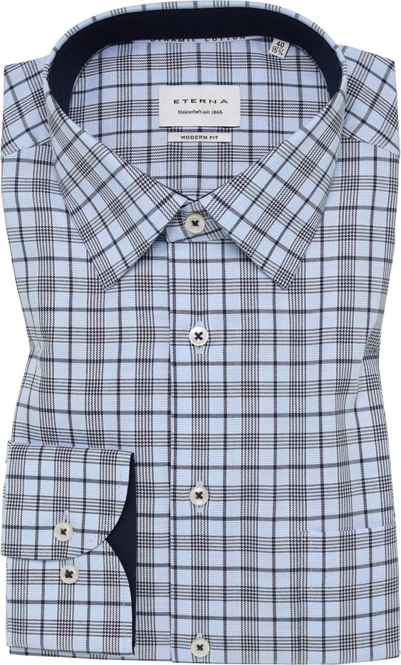 MODERN FIT Hemd in blau kariert