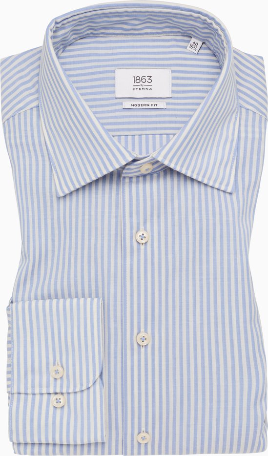 MODERN FIT Merino Wool in himmelblau gestreift