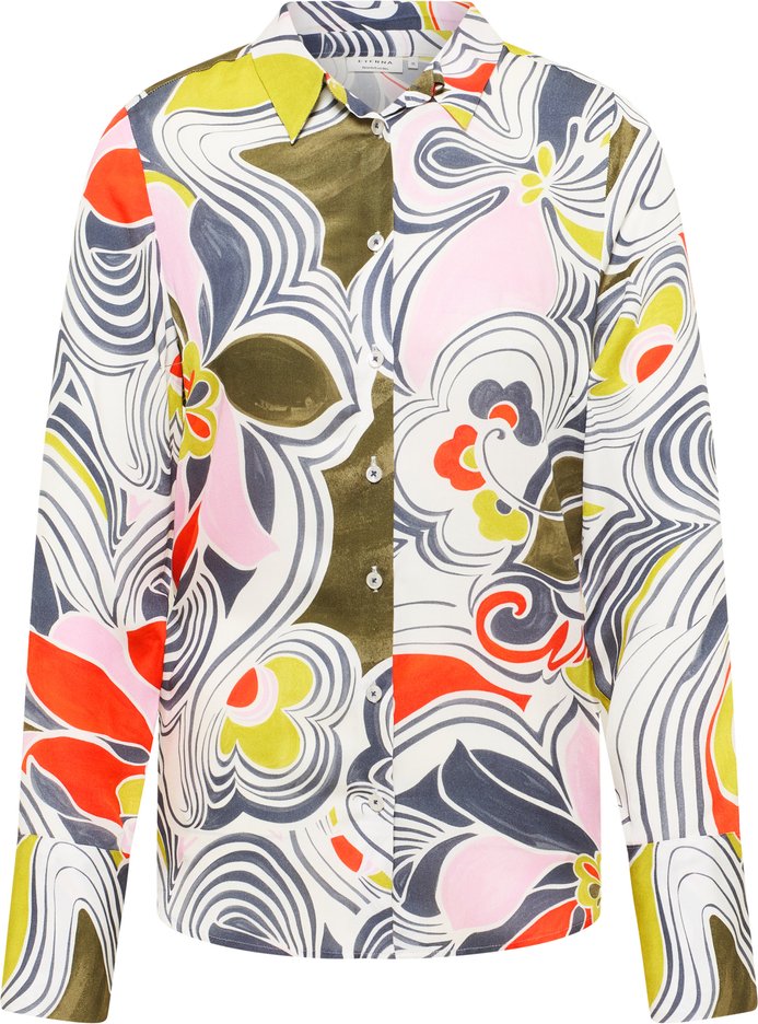 Hemdbluse in indigo bedruckt