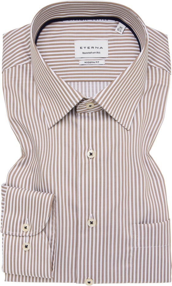 MODERN FIT Hemd in beige gestreift