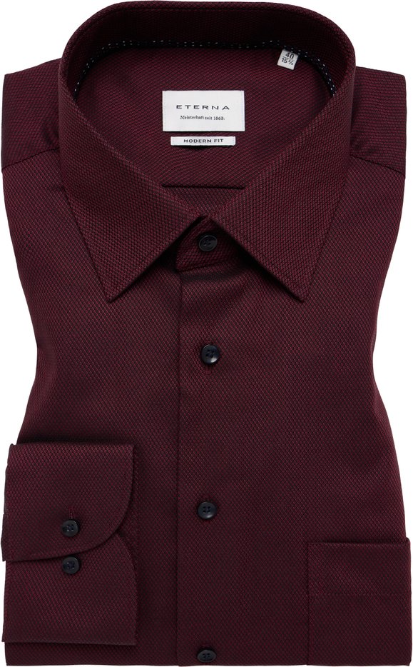 MODERN FIT Hemd in burgunder strukturiert
