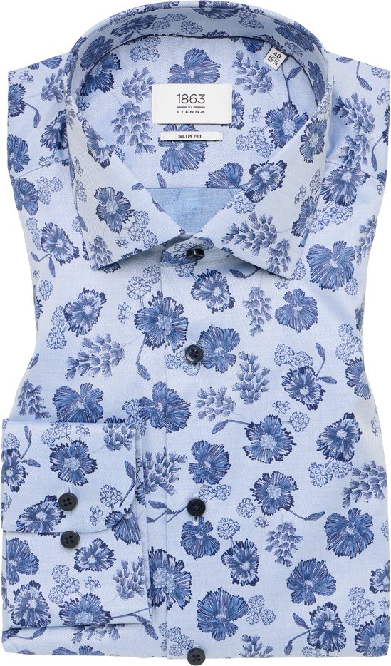 SLIM FIT Hemd in blau bedruckt