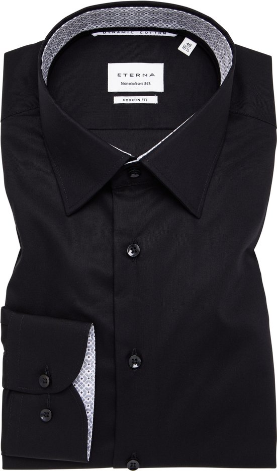 MODERN FIT Hemd in schwarz unifarben