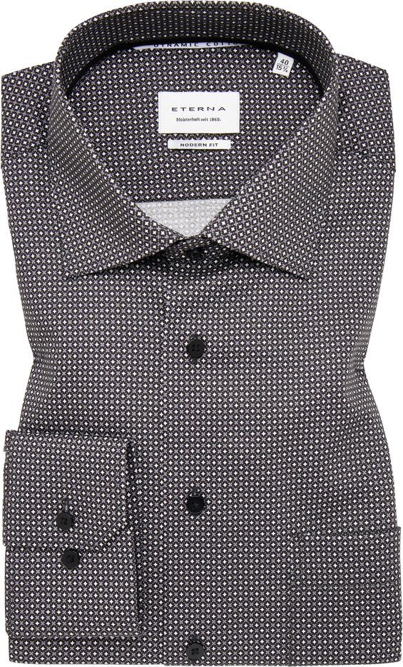 MODERN FIT Hemd in anthrazit bedruckt