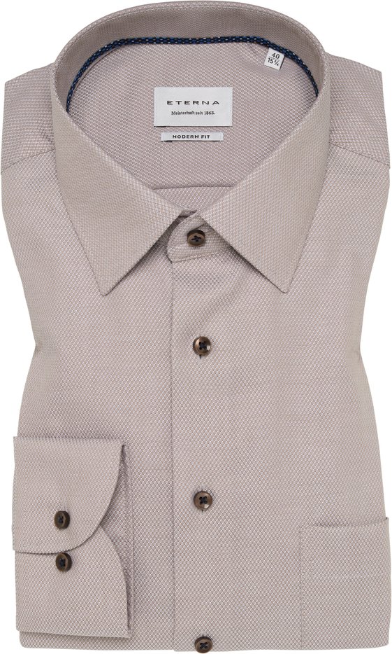 MODERN FIT Hemd in sand strukturiert