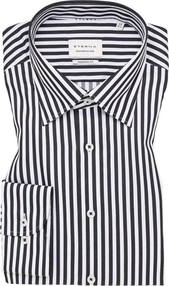 MODERN FIT Hemd in schwarz gestreift