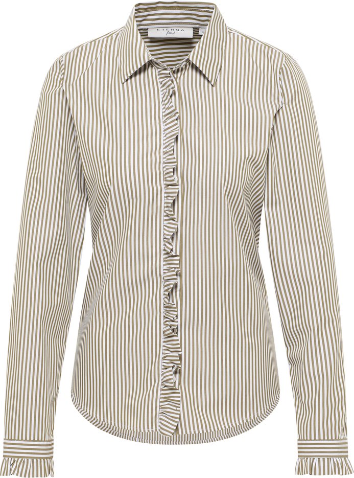 Hemdbluse in olive gestreift