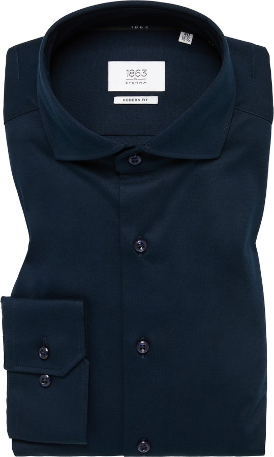 MODERN FIT Jersey Shirt in dunkelblau unifarben