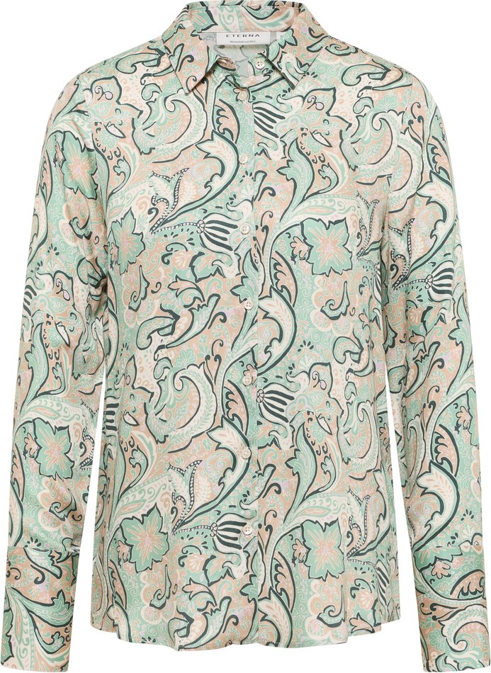 Hemdbluse in hellgrün bedruckt
