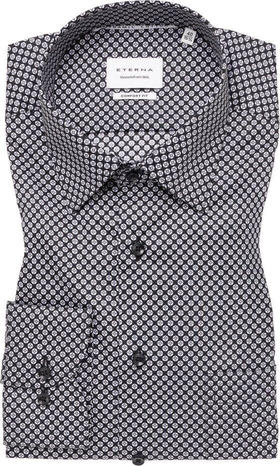COMFORT FIT Hemd in anthrazit bedruckt