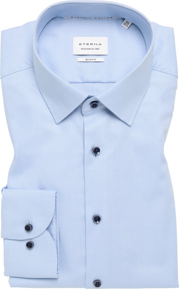 SLIM FIT Dynamic Cotton in hellblau strukturiert