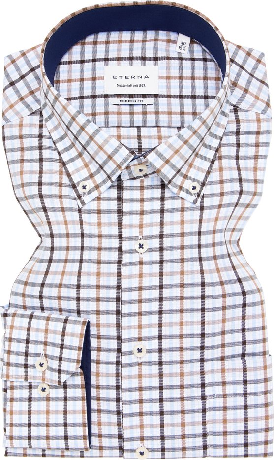 MODERN FIT Hemd in hellblau kariert