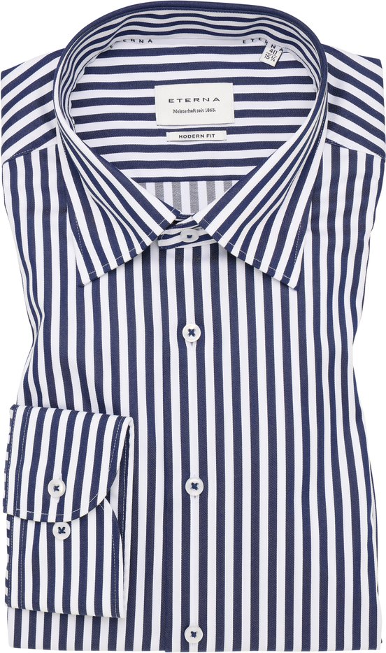 Thumbnail - MODERN FIT Hemd in dunkelblau gestreift