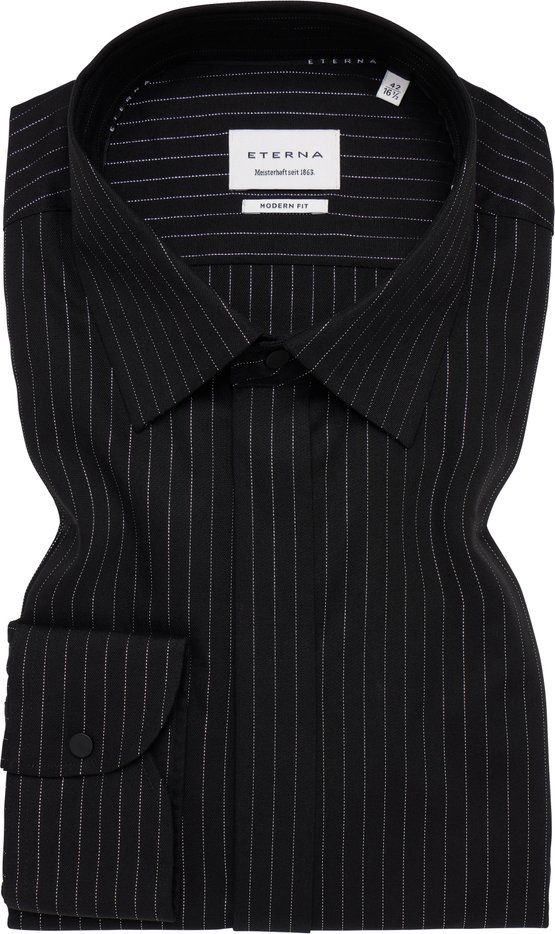 MODERN FIT Hemd in schwarz gestreift