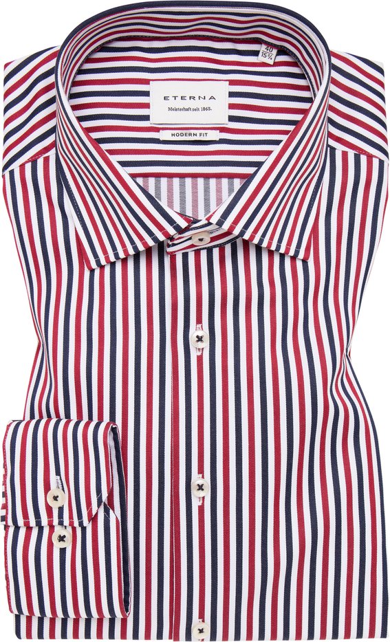 MODERN FIT Hemd in rot gestreift