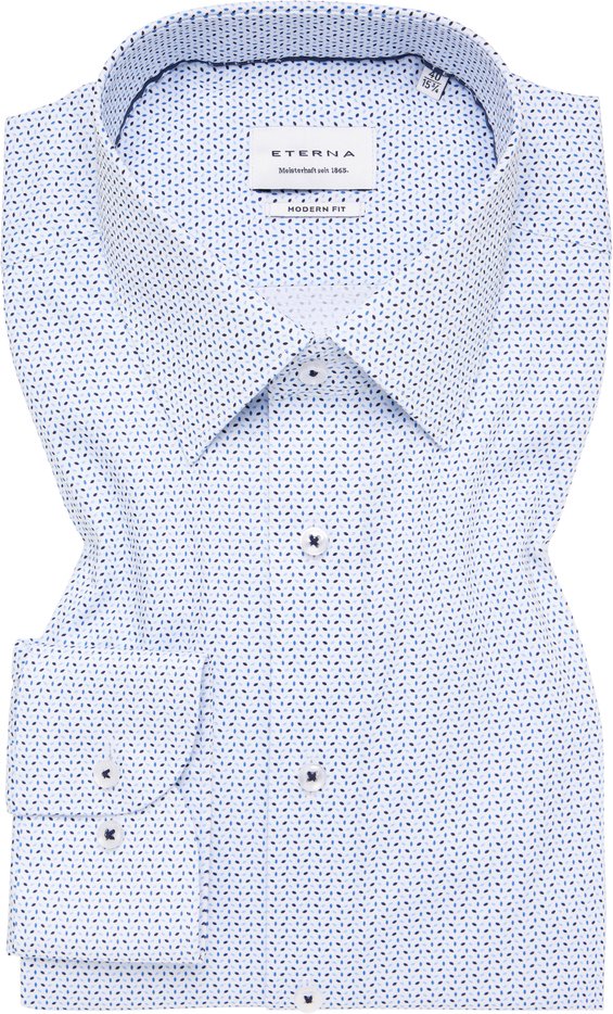 Thumbnail - MODERN FIT Hemd in blau bedruckt