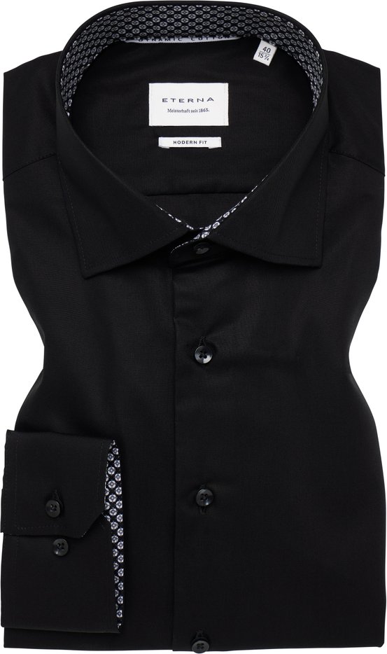 Thumbnail - MODERN FIT Hemd in schwarz unifarben