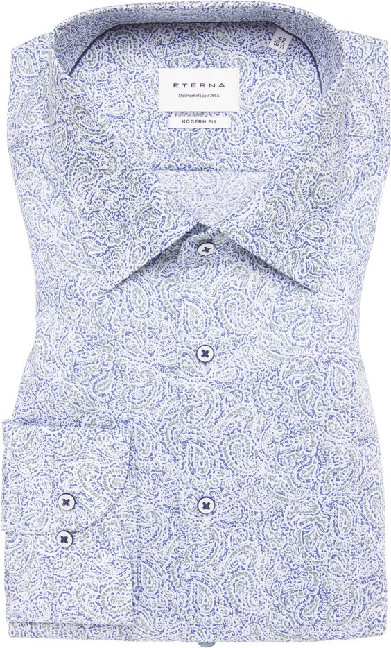 MODERN FIT Hemd in dunkelblau bedruckt