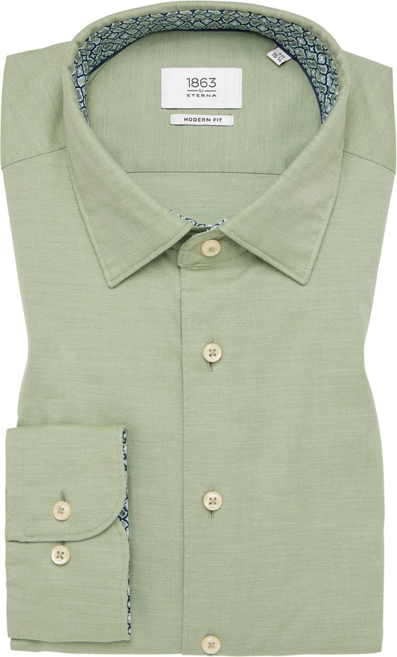 MODERN FIT Hemd in salbeigrün unifarben