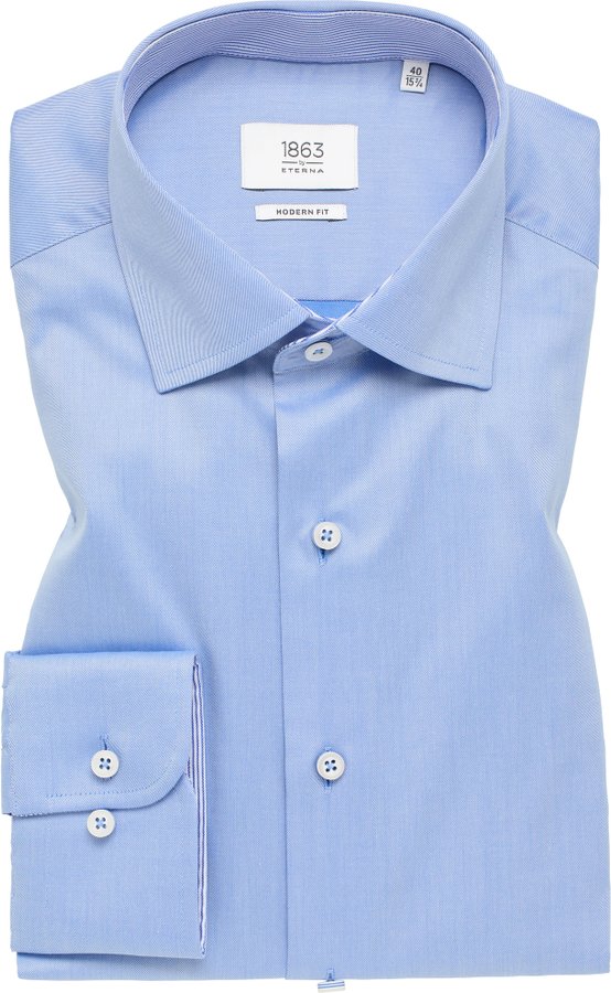 Thumbnail - MODERN FIT Luxury Shirt in mittelblau unifarben