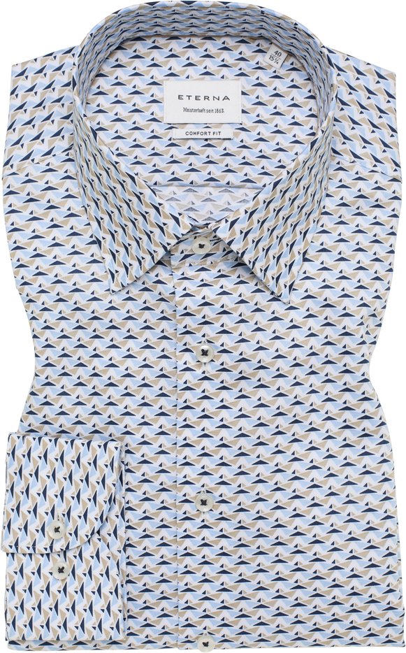 COMFORT FIT Hemd in blau bedruckt