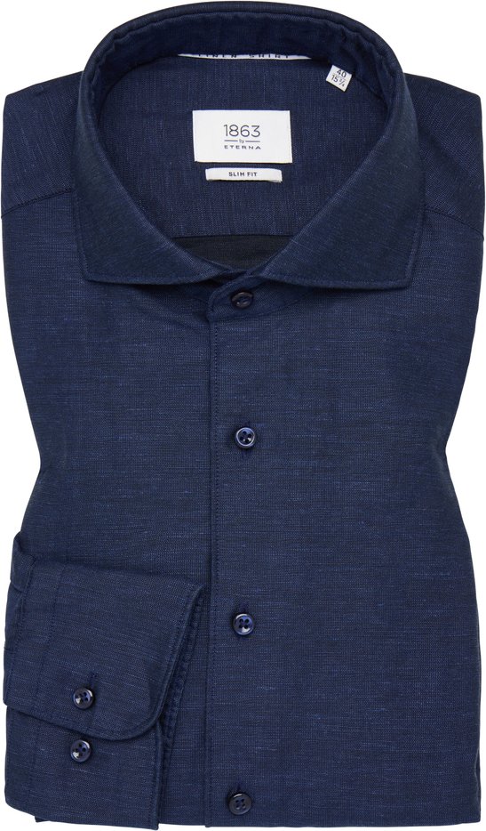SLIM FIT Linen Shirt in midnight unifarben